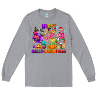 Heather Grey Happy Hallo Thanks Mas Long Sleeve Tee - CowhideDigitalArt
