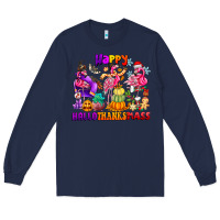 Navy Happy Hallo Thanks Mas Long Sleeve Tee - CowhideDigitalArt