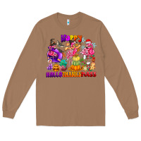 Toasted Coconut Happy Hallo Thanks Mas Long Sleeve Tee - CowhideDigitalArt