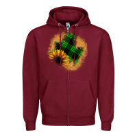 Burgundy sunflower christmas patch Zipper Hoodie - JahusDesignShop