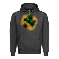 Charcoal Heather sunflower christmas patch Zipper Hoodie - JahusDesignShop