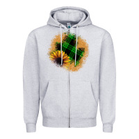 Heather Grey sunflower christmas patch Zipper Hoodie - JahusDesignShop