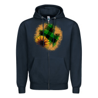 Navy sunflower christmas patch Zipper Hoodie - JahusDesignShop