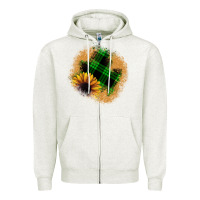 Oatmeal Heather sunflower christmas patch Zipper Hoodie - JahusDesignShop