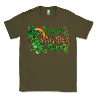 Army Green St. Patrick's Happy Pat T-Rex Day with rainbow Classic Tee - HowdyJamesFarm