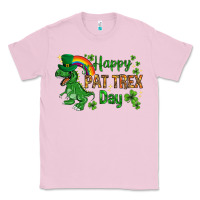 Bubblegum Pink St. Patrick's Happy Pat T-Rex Day with rainbow Classic Tee - HowdyJamesFarm