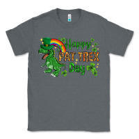 Charcoal Heather St. Patrick's Happy Pat T-Rex Day with rainbow Classic Tee - HowdyJamesFarm
