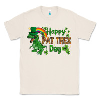 Natural St. Patrick's Happy Pat T-Rex Day with rainbow Classic Tee - HowdyJamesFarm