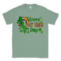 Sage St. Patrick's Happy Pat T-Rex Day with rainbow Classic Tee - HowdyJamesFarm