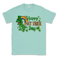 Seafoam St. Patrick's Happy Pat T-Rex Day with rainbow Classic Tee - HowdyJamesFarm