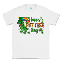 White St. Patrick's Happy Pat T-Rex Day with rainbow Classic Tee - HowdyJamesFarm