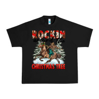 Black Rockin Around The Christmas Tree Rodeo Urban Heavy Tee - FaDigitalArtStudio