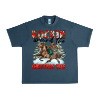 Midnight Navy Rockin Around The Christmas Tree Rodeo Urban Heavy Tee - FaDigitalArtStudio