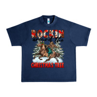 Navy Rockin Around The Christmas Tree Rodeo Urban Heavy Tee - FaDigitalArtStudio