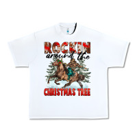 White Rockin Around The Christmas Tree Rodeo Urban Heavy Tee - FaDigitalArtStudio