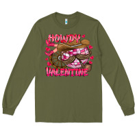 Army Green Howdy Valentine Long Sleeve Tee - CowhideDigitalArt