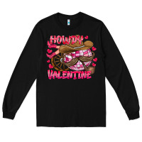 Black Howdy Valentine Long Sleeve Tee - CowhideDigitalArt