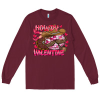 Burgundy Howdy Valentine Long Sleeve Tee - CowhideDigitalArt