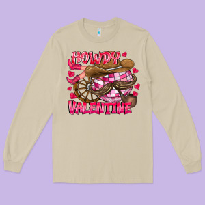 Howdy Valentine Long Sleeve Tee Designed By Cowhidedigitalart