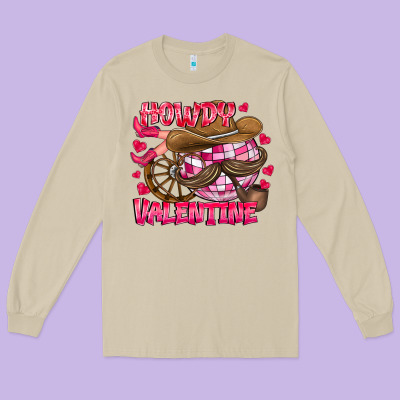 Howdy Valentine Long Sleeve Tee Designed By Cowhidedigitalart