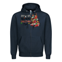Navy rocking around the christmas tree Zipper Hoodie - JahusDesignShop