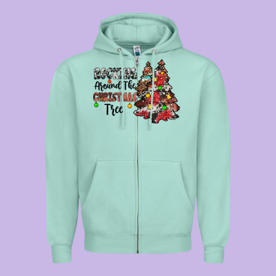 Rocking Around The Christmas Tree Zipper Hoodie Designed By Jahusdesignshop
