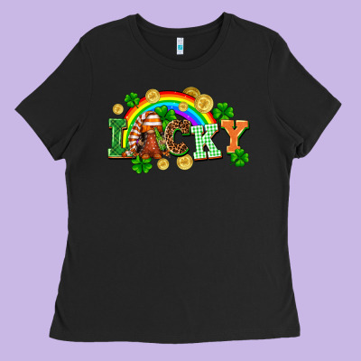 Lucky Gnome St. Patricks Day Ladies Tee Designed By Fadigitalartstudio