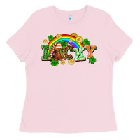 Bubblegum Pink lucky gnome St. Patricks Day Ladies Tee - FaDigitalArtStudio