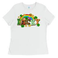 White lucky gnome St. Patricks Day Ladies Tee - FaDigitalArtStudio