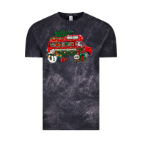 Cloud Black christmas santa claus with retro van Vintage Tee - BundleAndBundleShop