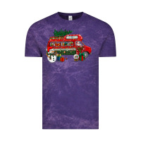 Cloud Purple christmas santa claus with retro van Vintage Tee - BundleAndBundleShop