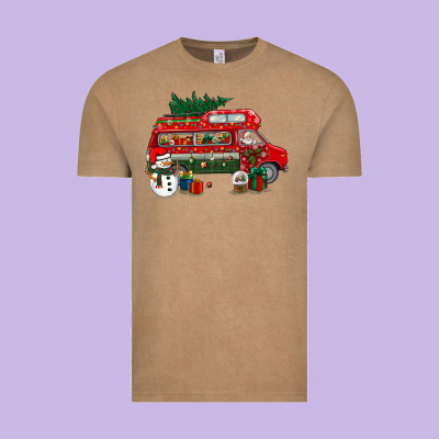 Christmas Santa Claus With Retro Van Vintage Tee Designed By Bundleandbundleshop
