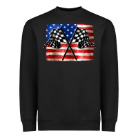 Black American Racing Flag Heavyweight Sweatshirt - JahusDesignShop