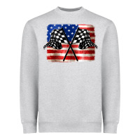 Heather Grey American Racing Flag Heavyweight Sweatshirt - JahusDesignShop