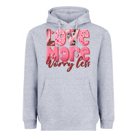 Heather Grey love more worry less Heavyweight Hoodie - RanaPortraitStore