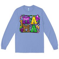 Colony Blue Mardi Gras leopard frame mama Mother's Day Long Sleeve Tee - LillyAllenDesigns