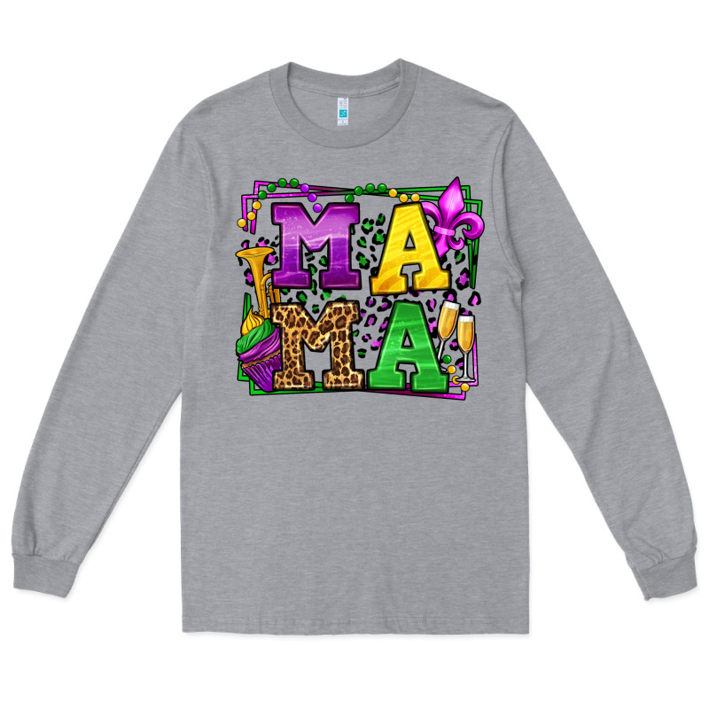 Mardi Gras Leopard Frame Mama Mother's Day Long Sleeve Tee by LillyAllenDesigns | Teevron