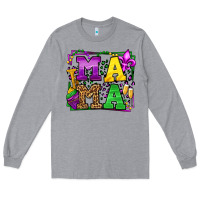 Heather Grey Mardi Gras leopard frame mama Mother's Day Long Sleeve Tee - LillyAllenDesigns