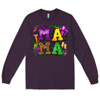 Plum Mardi Gras leopard frame mama Mother's Day Long Sleeve Tee - LillyAllenDesigns