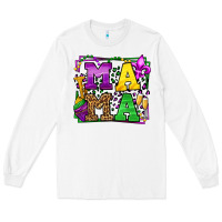 White Mardi Gras leopard frame mama Mother's Day Long Sleeve Tee - LillyAllenDesigns