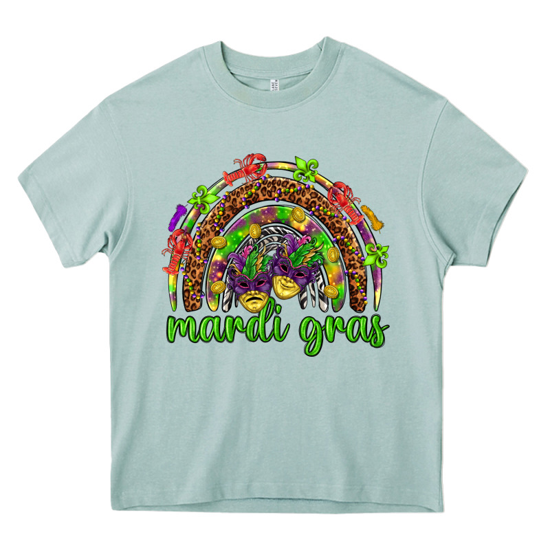 Mardi Gras Rainbow And Masks Heavy Core Tee by HowdyJamesFarm | Teevron