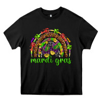 Black Mardi Gras rainbow and masks Heavy Core Tee - HowdyJamesFarm