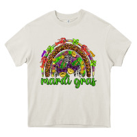 Cream Mardi Gras rainbow and masks Heavy Core Tee - HowdyJamesFarm