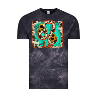 Cloud Black leo turquoise cowhide Vintage Tee - RanaPortraitStore