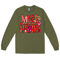 Army Green Mis Steal Your Heart Long Sleeve Tee - CowhideDigitalArt