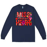 Navy Mis Steal Your Heart Long Sleeve Tee - CowhideDigitalArt