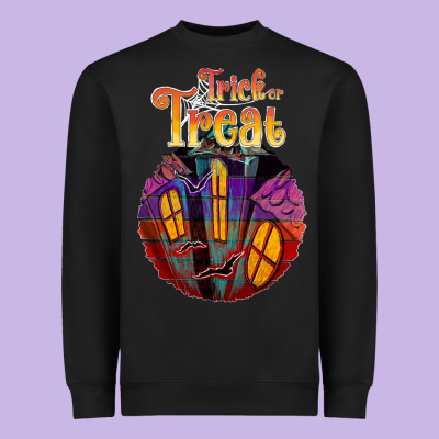 Trick Treat Black Heavyweight Sweatshirt Designed By Jahusdesignshop