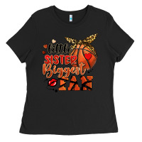 Black little sister biggest fan basketball Ladies Tee - FaDigitalArtStudio