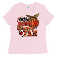 Bubblegum Pink little sister biggest fan basketball Ladies Tee - FaDigitalArtStudio