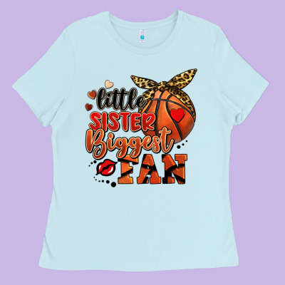 Little Sister Biggest Fan Basketball Ladies Tee Designed By Fadigitalartstudio